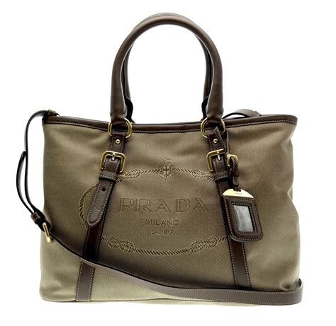 prada bn2832|PRADA Logo Jacquard Canvas Tote Shoulder Hand Bag .